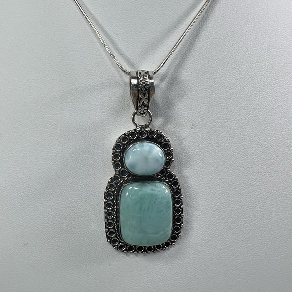 Larimar Pendant & Bracelet 925 Gemstone Set - Picture 4 of 8